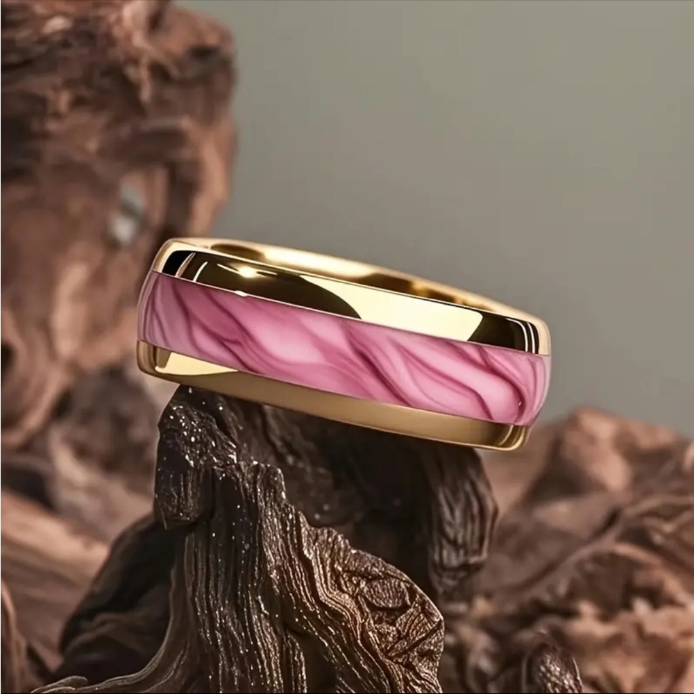 Elegant Gold and Pink Women's Ring Size 9